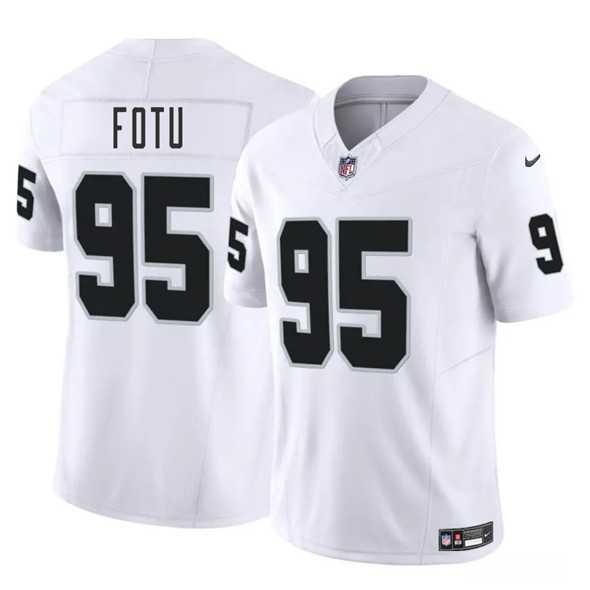 Men & Women & Youth Las Vegas Raiders #95 Leki Fotu White 2025 F.U.S.E. Vapor Stitched Jersey